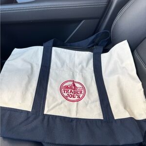Trader Joe's Canvas Tote Bag - Navy and Cream